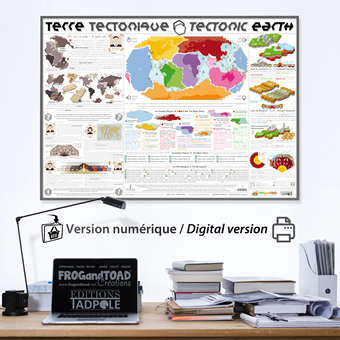 A1 PDF DIGITAL - Terre Tectonique Plaques / Tectonic Earth Plates - FROG and TOAD Créations